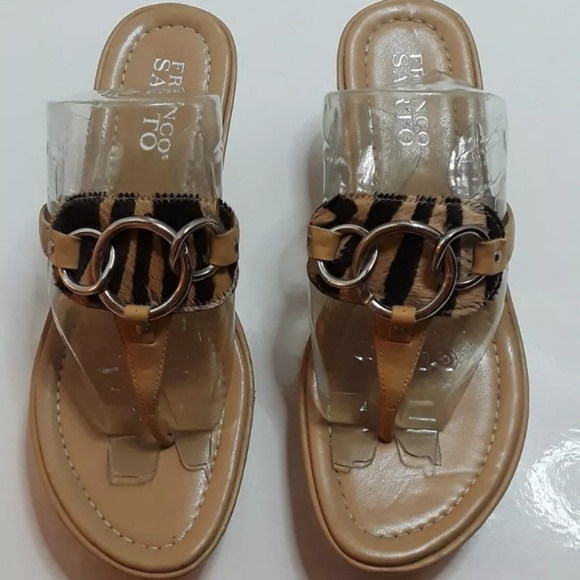 Franco Sarto Size 6.5 Animal Print Leather Sandals - Picture 8 of 8